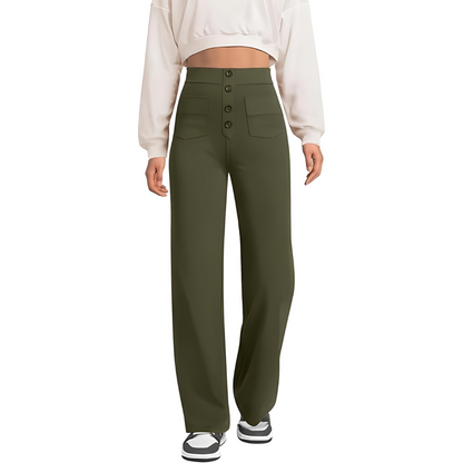 High Waist Button Pants by Malero