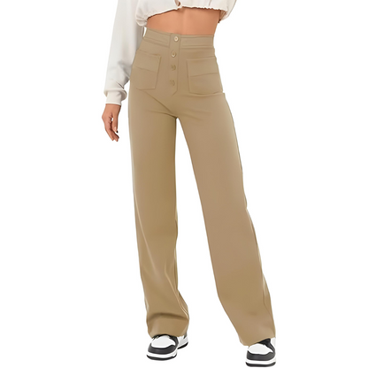 High Waist Button Pants by Malero