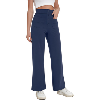 High Waist Button Pants by Malero