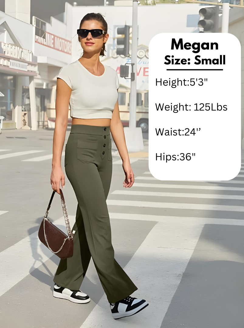 High Waist Button Pants by Malero